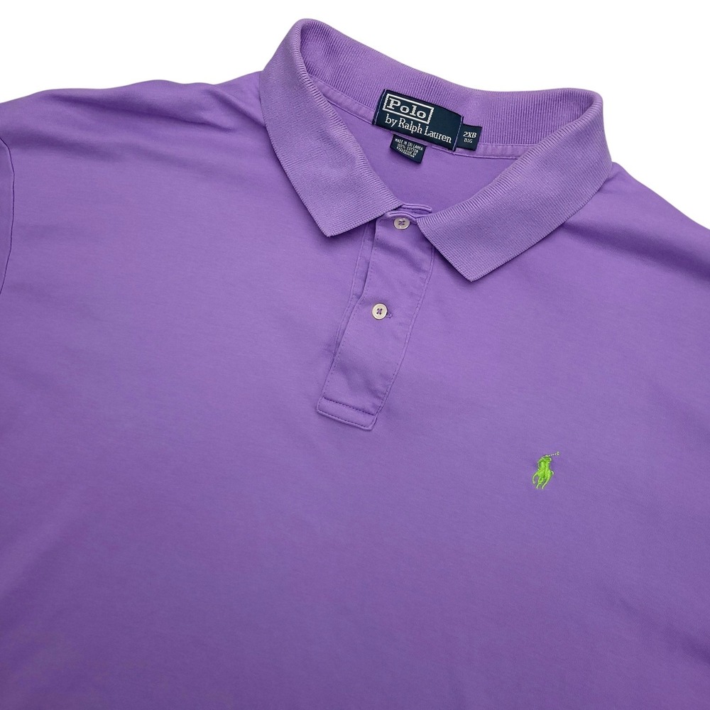 Polo By Ralph Lauren Polo Shirt Mens 2XB Big Purple Solid Cotton Pony Logo Top